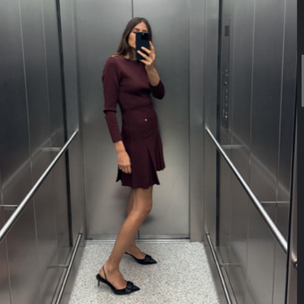Zara pleated short knit dress